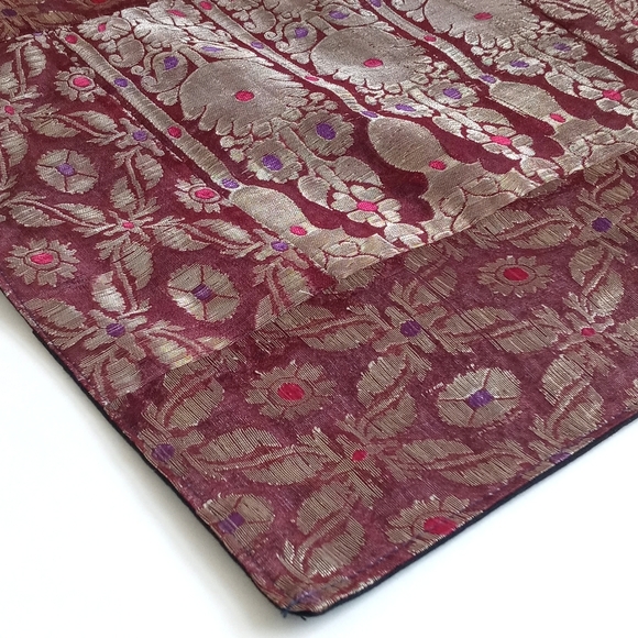 Stunning Silk Purple Metallic Patchwork Batik Pillow Sham from India - Picture 3 of 11